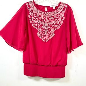 Francesca red short sleeve blouse